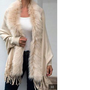 *HOT SALE* Faux Fur Collar Open Front Cardigan